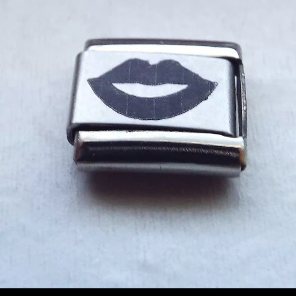 Pair Of Lips Laser 9mm Stainless Steel Italian Charm Bracelet Link New